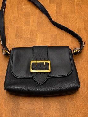 Burberry Black Leather Buckle Crossbody Bag